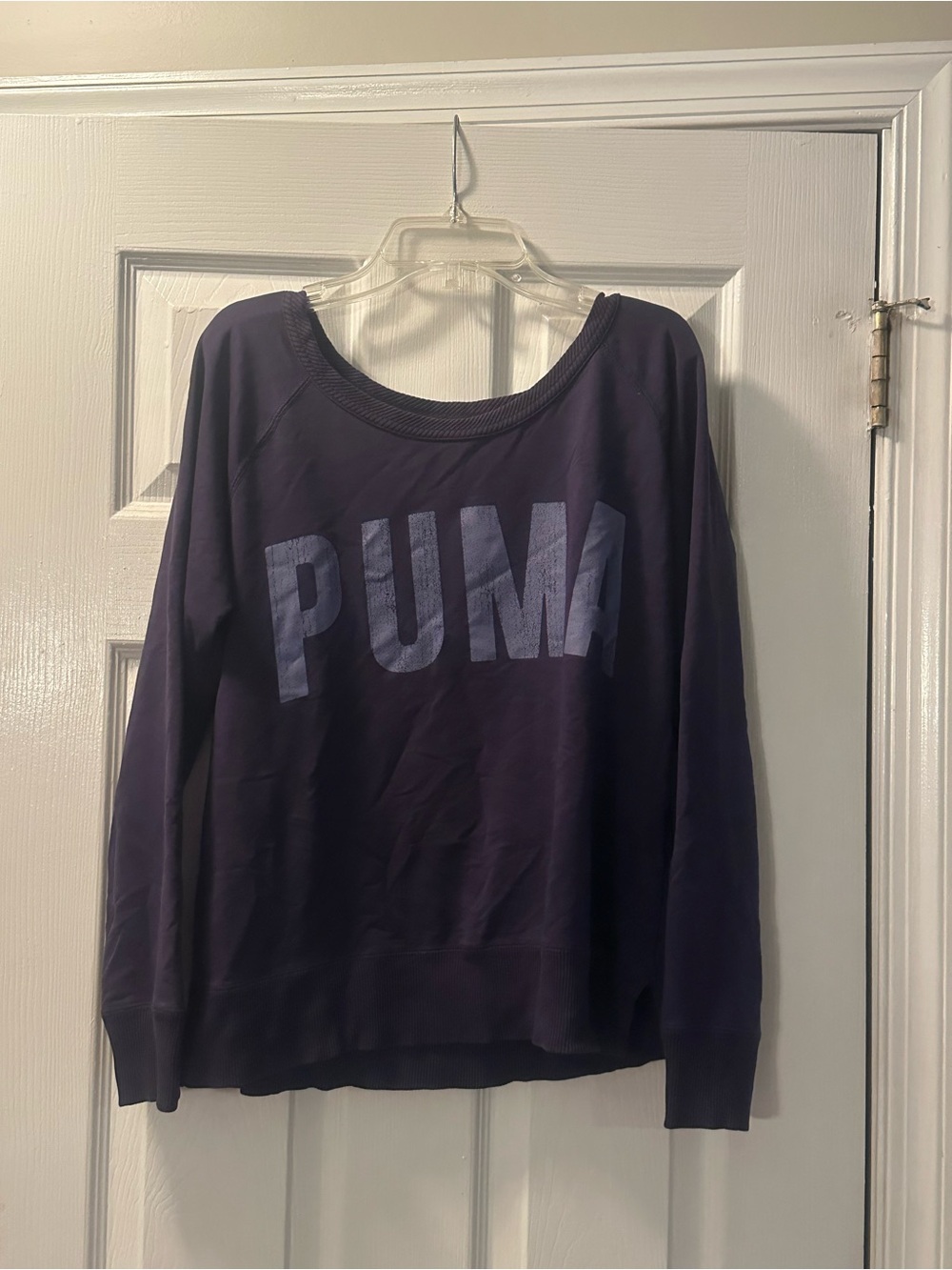 Puma Off-the-Shoulder Purple Logo Sweater
